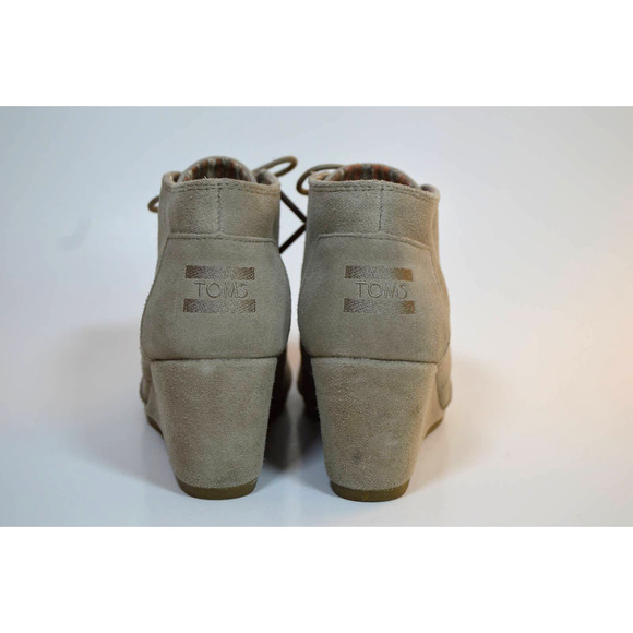 Toms taupe desert wedge boots size 7 - Picture 3 of 5